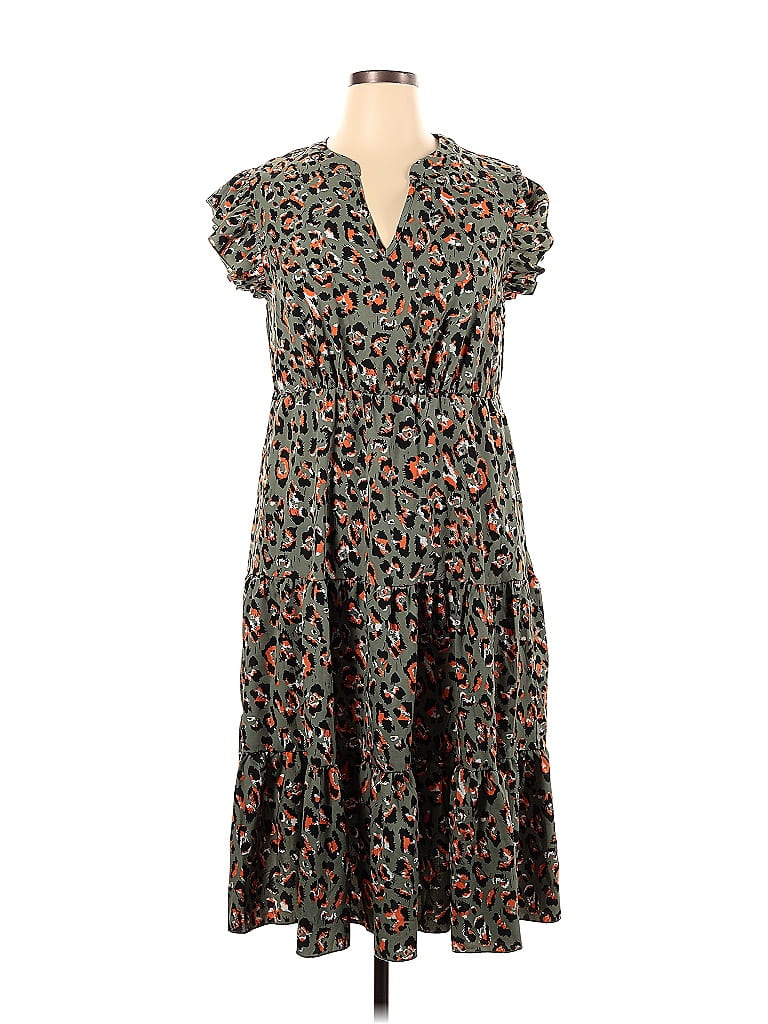 BLOOMCHIC 100% Polyester Floral Motif Paisley Floral Black Casual Dress ...