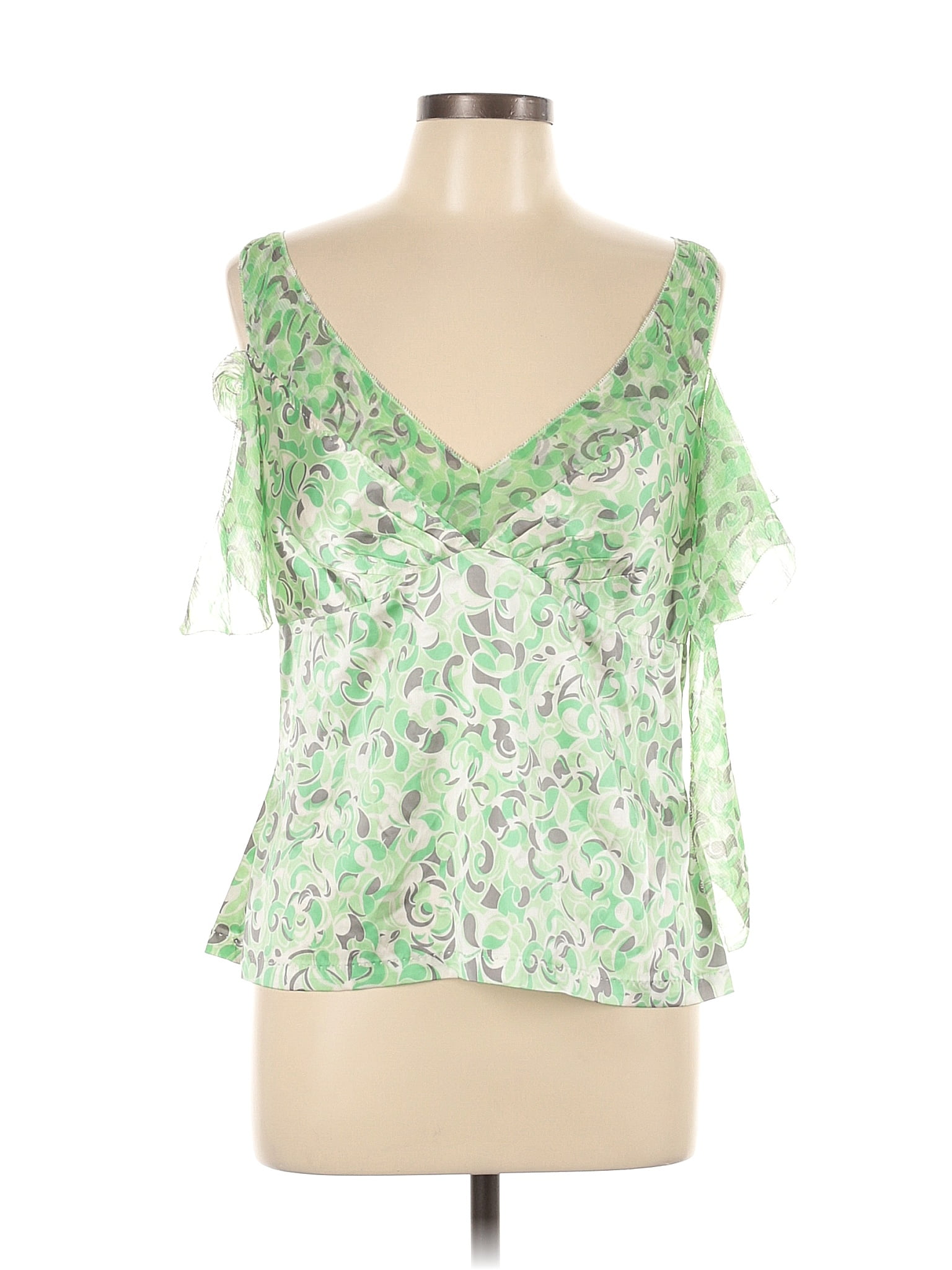 Top Manches Longues Elie Tahari Vert – Détails émeraude – Taille M – 96% Modal Rayon – Occasion Très Bon état
