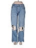 We the Free 100% Cotton Tortoise Hearts Graphic Tropical Animal Print Blue Jeans 28 Waist - photo 1
