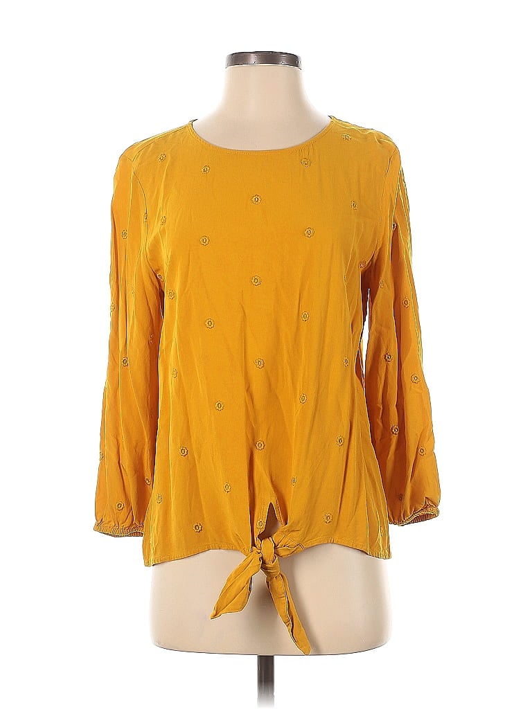 Ann Taylor LOFT 100% Rayon Yellow Long Sleeve Blouse Size M - photo 1