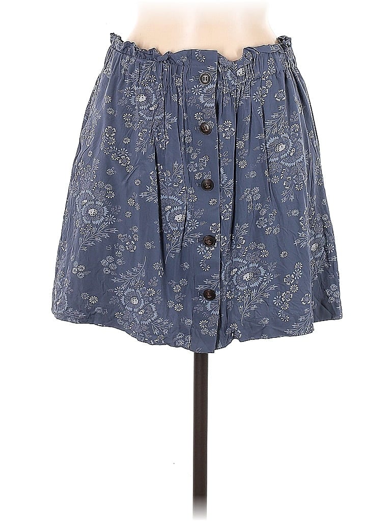 Madewell 100% Lenzing Modal Floral Motif Acid Wash Print Paisley Batik Blue Casual Skirt Size M - photo 1