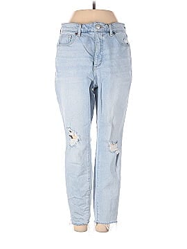 Ann Taylor LOFT Petite Curvy Destructed High Rise Skinny Ankle Jeans in Bleach Out Wash (view 1)