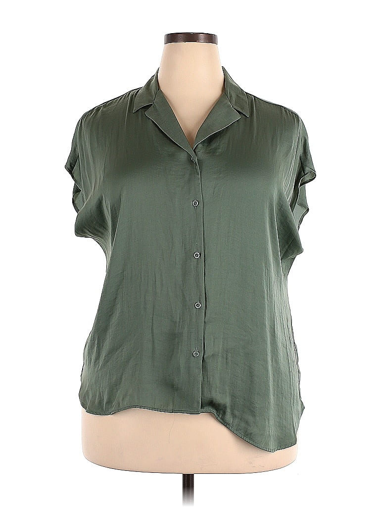 Nine West 100% Polyester Green Short Sleeve Blouse Size XXL - photo 1
