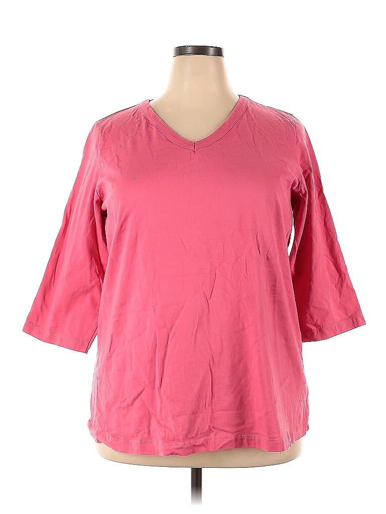 Woman Within 100% Cotton Pink Short Sleeve T-Shirt Size 22 (Plus) - photo 1