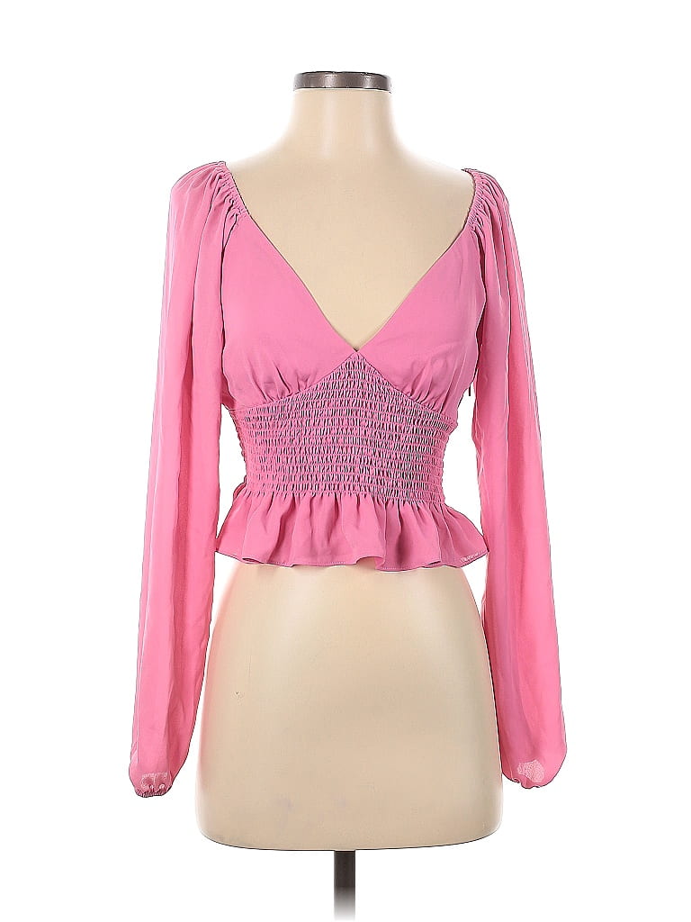 WAYF 100% Polyester Pink Long Sleeve Blouse Size XS - photo 1