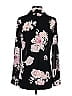 Candie's 100% Polyester Floral Motif Floral Black Long Sleeve Blouse Size S - photo 2