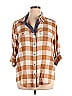 Magellan's Checkered-gingham Plaid Brown Long Sleeve Button-Down Shirt Size XL - photo 1