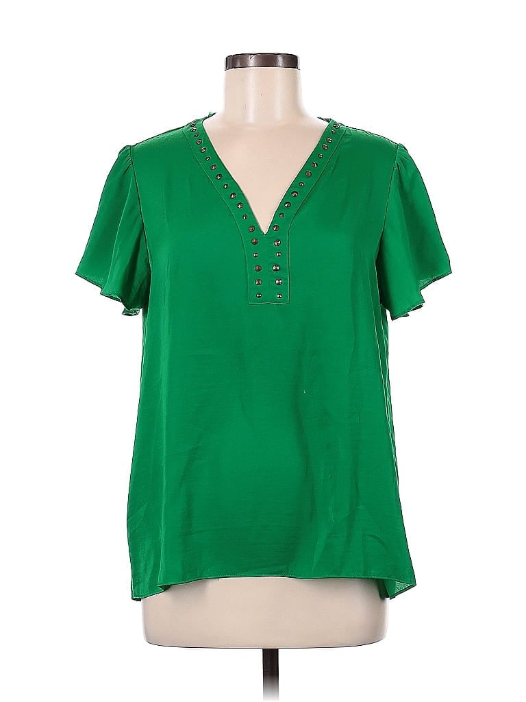 Vince Camuto 100 Polyester Green Short Sleeve Blouse Size M 73 Off