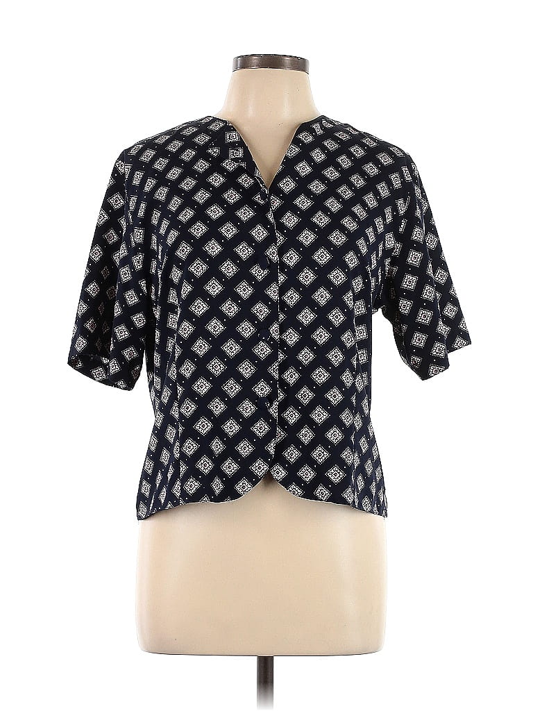 Alfred Dunner 100% Polyester Argyle Black Short Sleeve Blouse Size 10 - photo 1
