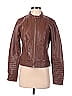 A New Day 100% Polyester Brown Faux Leather Jacket Size S - photo 1