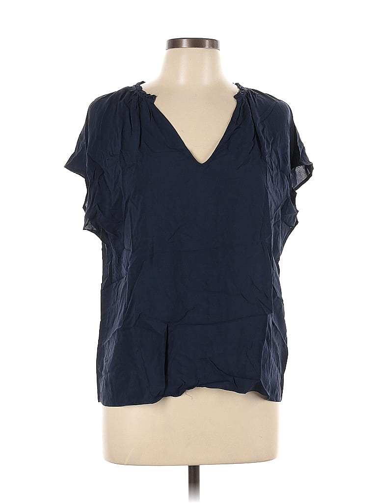 Velvet by Graham & Spencer 100% Viscose Blue Short Sleeve Blouse Size L - photo 1