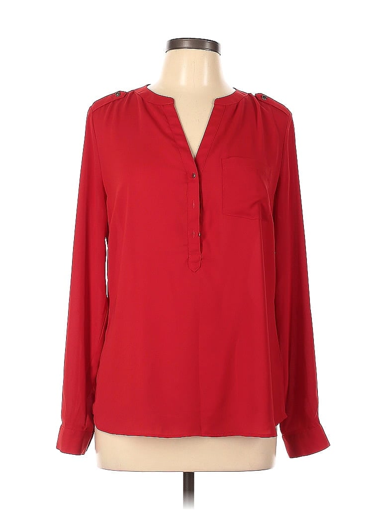 The Limited Outlet 100% Polyester Red Long Sleeve Blouse Size L - photo 1