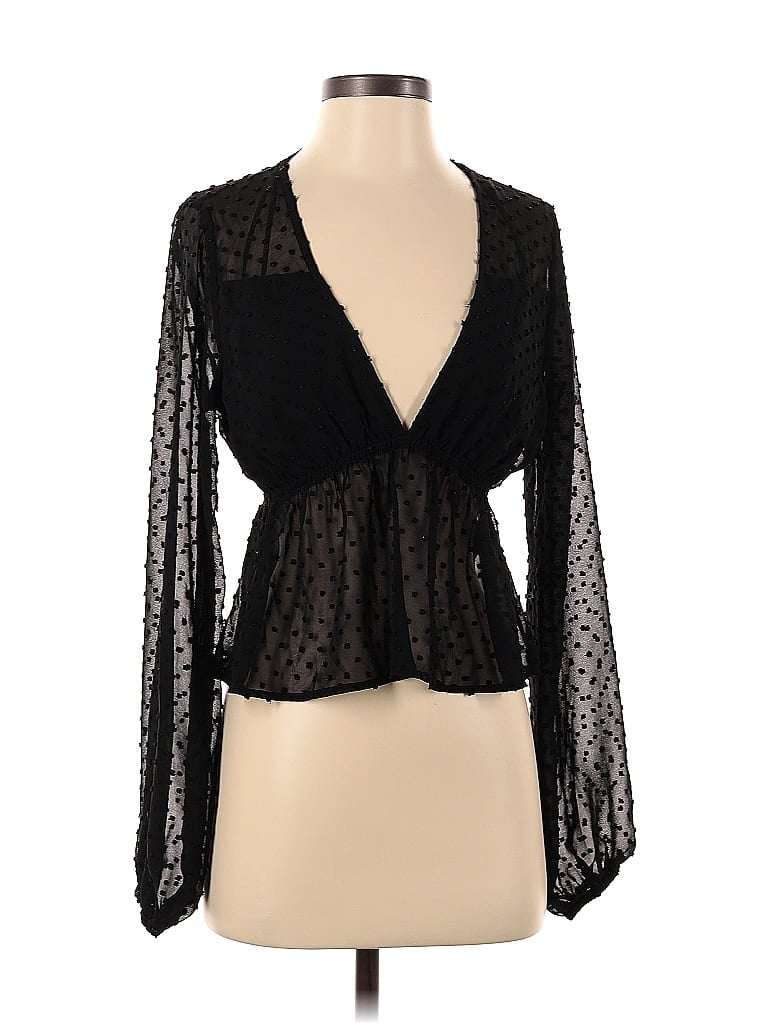 Lulus 100% Polyester Black Long Sleeve Blouse Size XS - photo 1