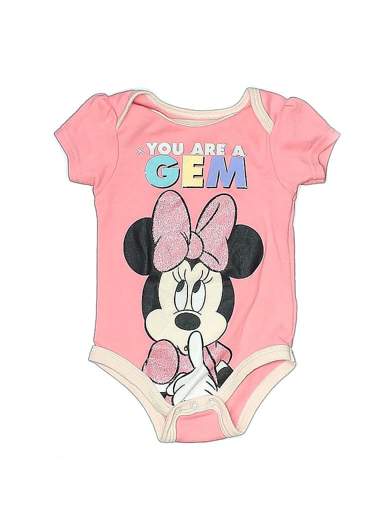 Pre-owned Disney Baby Babies' Short Sleeve Onesie In Pink