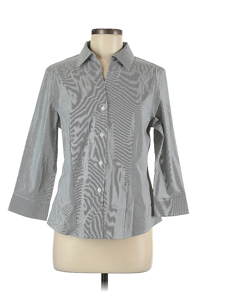 Jones New York Signature 100% Cotton Gray Long Sleeve Button-Down Shirt Size M - photo 1