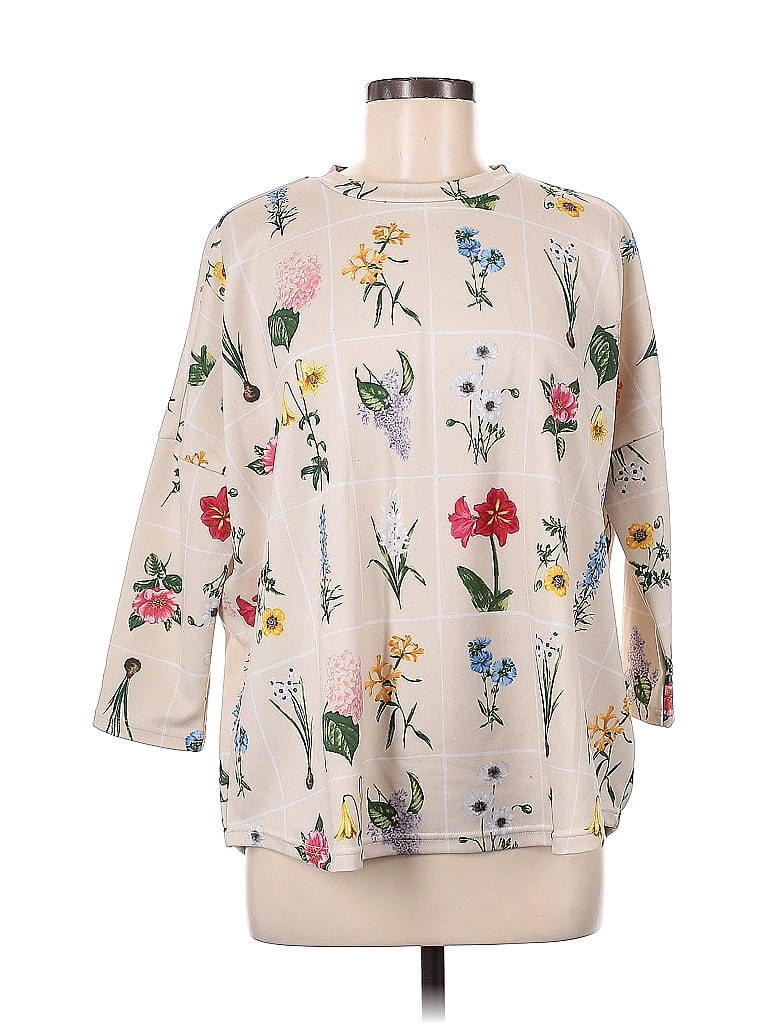Tuckernuck Floral Motif Floral Ivory Sweatshirt Size Med Lg 69 off
