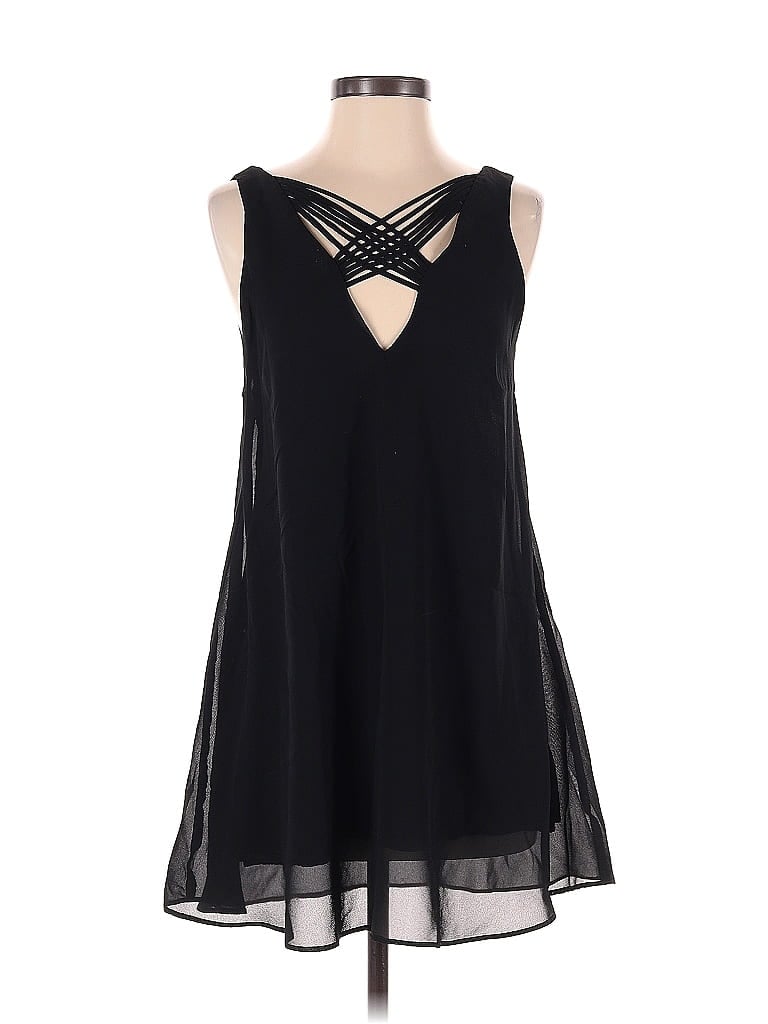 Chandi & Lia 100% Rayon Solid Black Casual Dress Size S - photo 1