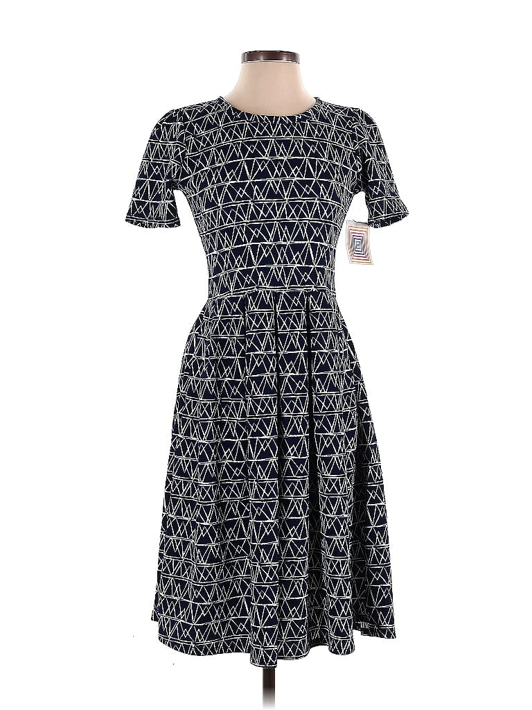 Lularoe Jacquard Damask Argyle Blue Casual Dress Size S - photo 1