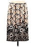 White House Black Market 100% Polyester Jacquard Floral Motif Snake Print Damask Paisley Baroque Print Batik Brocade Gold Casual Skirt Size 6 - photo 1