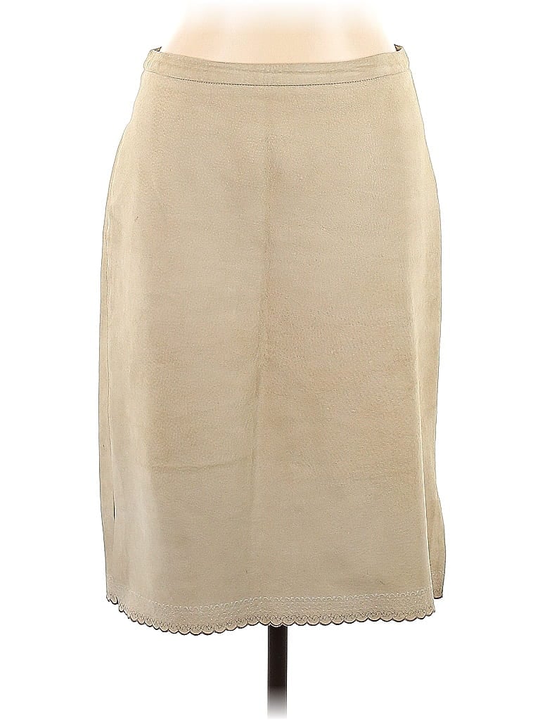 BCBG 100% Leather Tan Leather Skirt Size 10 - photo 1