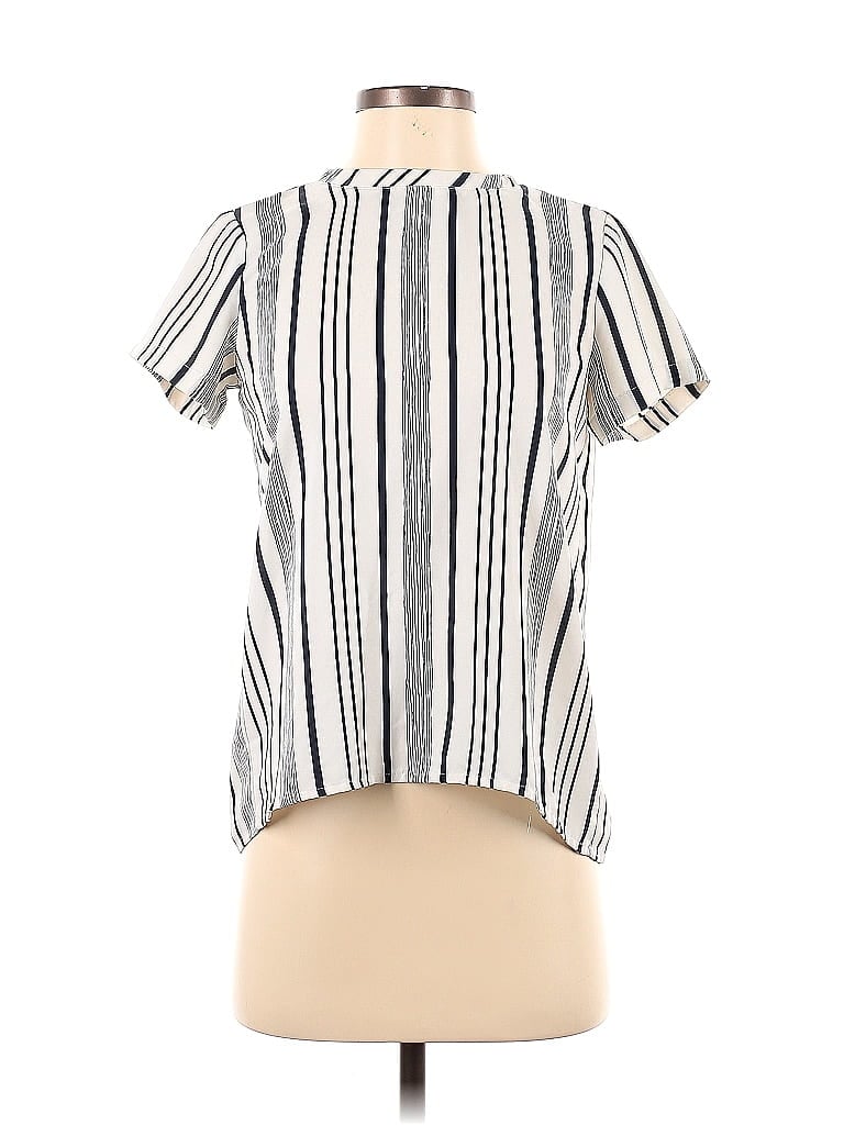 Ann Taylor LOFT 100% Polyester Stripes Ivory Short Sleeve Blouse Size XXS (Petite) - photo 1