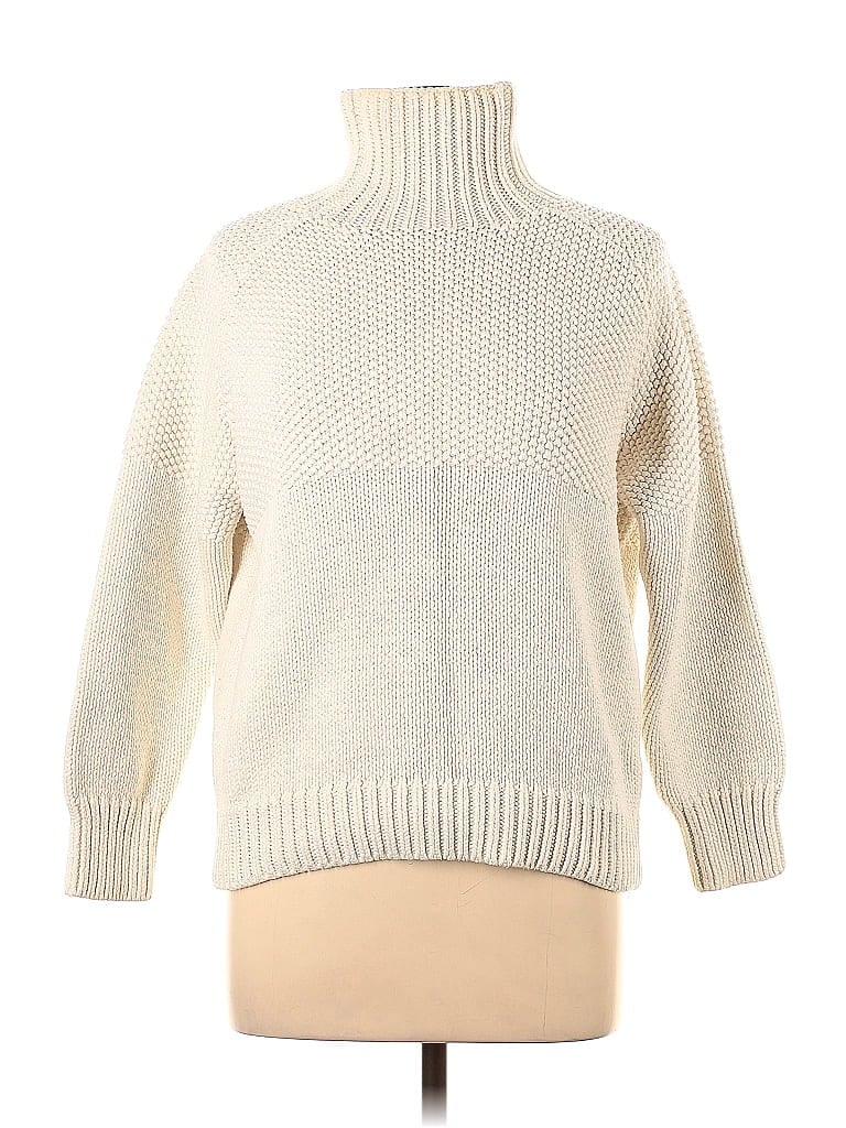 CAARA Solid Ivory Turtleneck Sweater Size L - photo 1