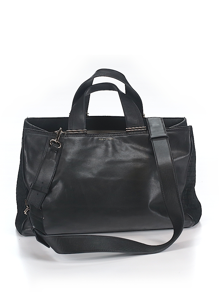 Pour La Victoire 100% Leather Solid Black Leather Satchel One Size - 89 ...
