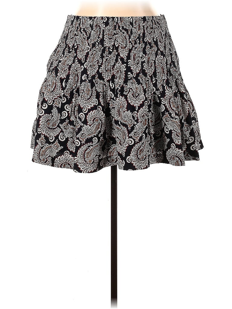 Anthropologie 100% Cotton Floral Motif Paisley Batik Black Gray Casual Skirt Size XL - photo 1