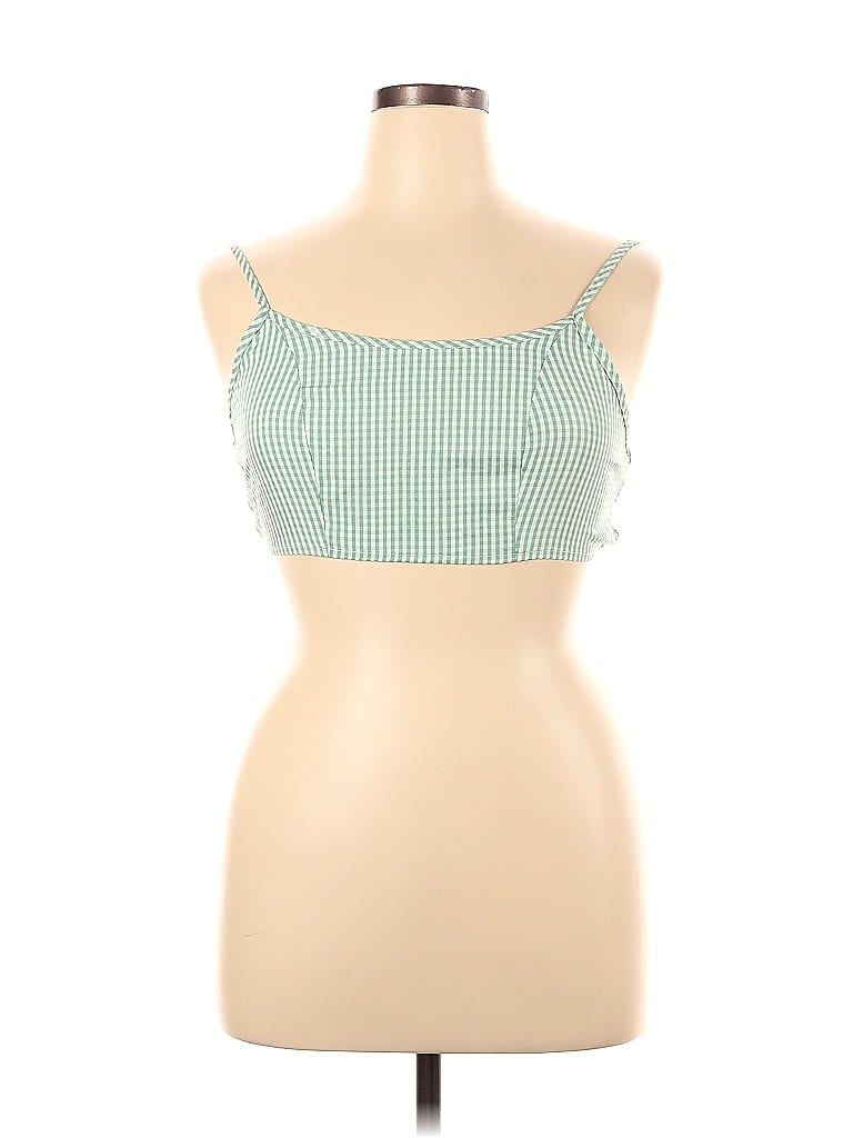 Pre-owned Shein Curve Tank Top Green Square Neckline Tops