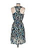 Aqua 100% Polyester Floral Motif Acid Wash Print Damask Paisley Baroque Print Batik Blue Casual Dress Size S - photo 2