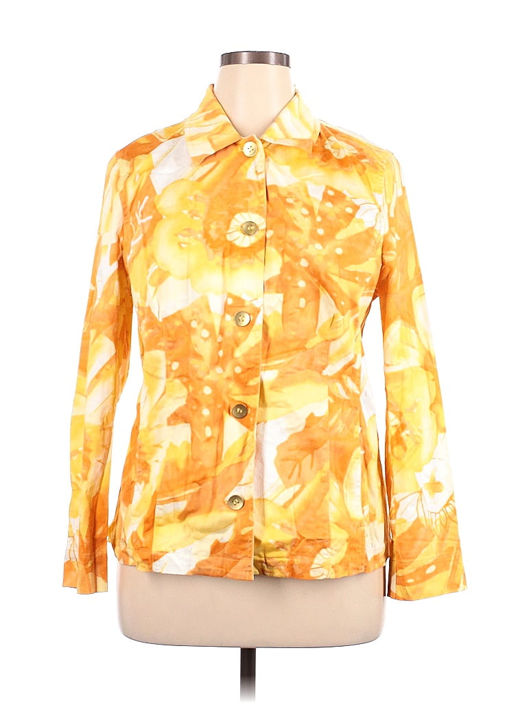 Additions by Chico's Floral Motif Yellow Jacket Size XL (3) - photo 1