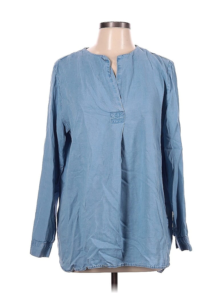 J.Jill 100% Tencel Blue Long Sleeve Blouse Size L - photo 1