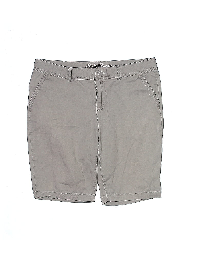 Eddie Bauer 100 Cotton Solid Gray Khaki Shorts Size 12 67 off ThredUp
