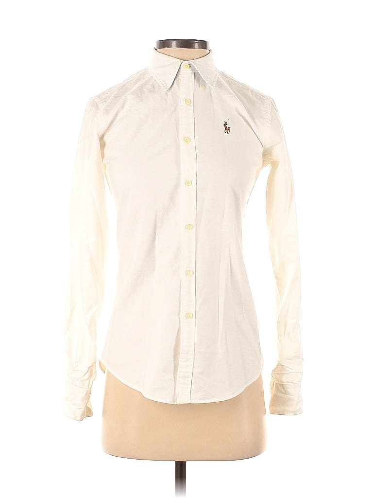 Ralph Lauren 100% Cotton Ivory Long Sleeve Button-Down Shirt Size 0 - photo 1
