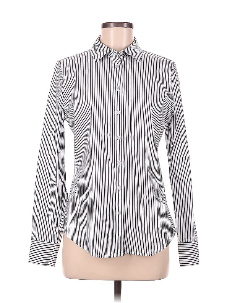 Banana Republic Stripes Gray Long Sleeve Button-Down Shirt Size 6 - 78% ...