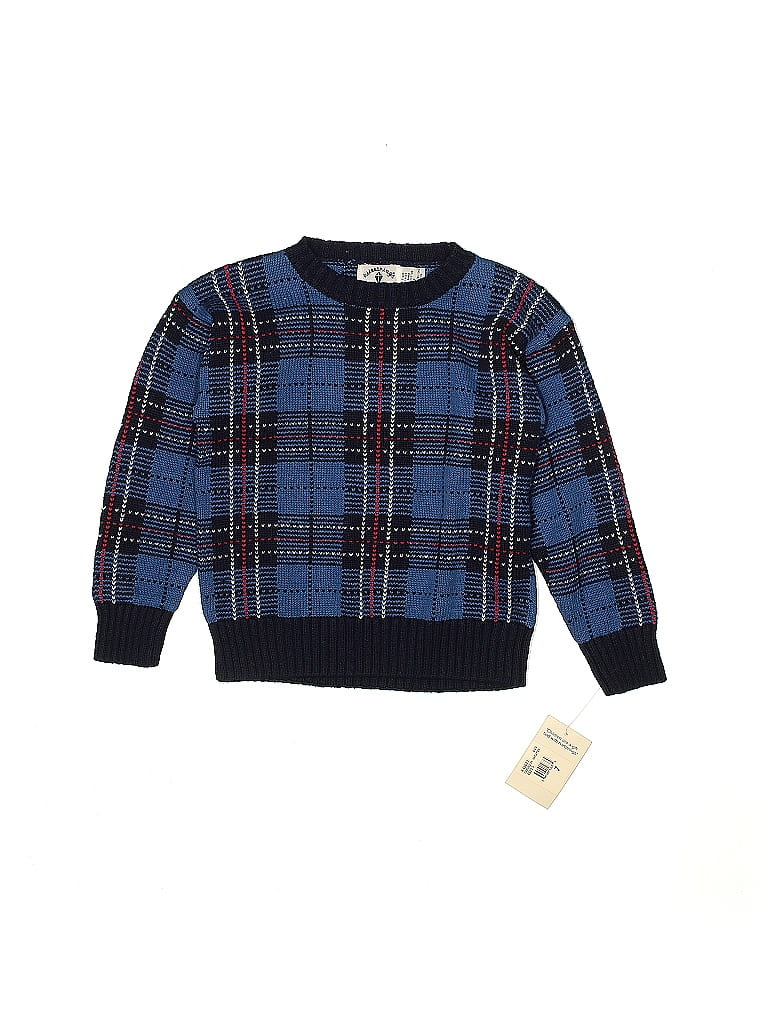 Kitestrings Checkered-gingham Grid Plaid Tweed Blue Pullover Sweater Size 7 - photo 1