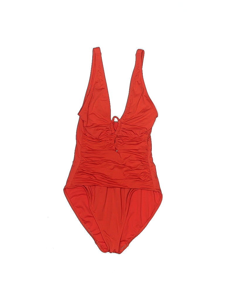 Lauren by Ralph Lauren Jacquard Solid Tortoise Hearts Red One Piece Swimsuit Size 8 - photo 1