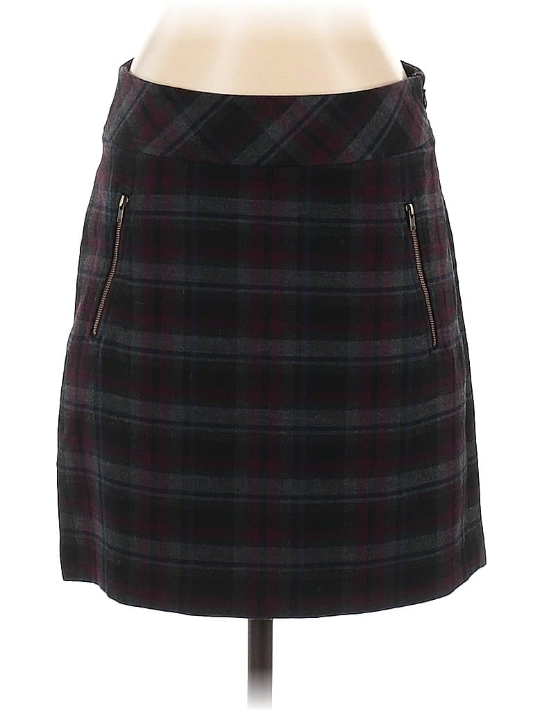 Ann Taylor LOFT Argyle Plaid Burgundy Casual Skirt Size 2 - photo 1