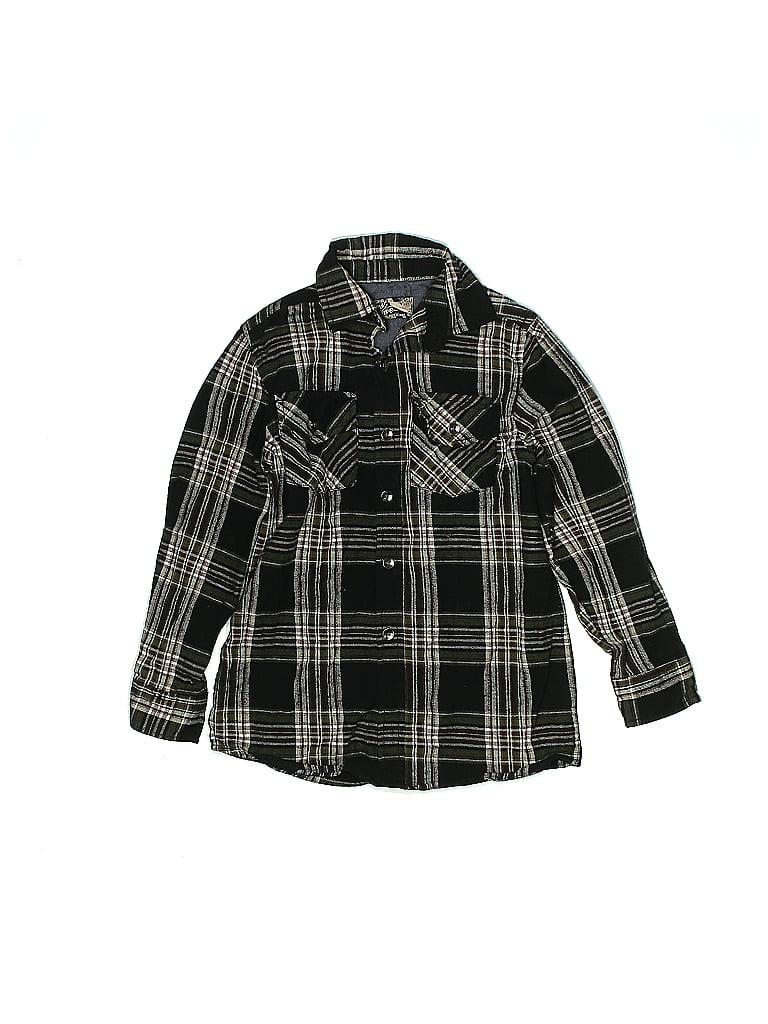 First Wave 100% Cotton Plaid Black Long Sleeve Button-Down Shirt Size 8 - photo 1