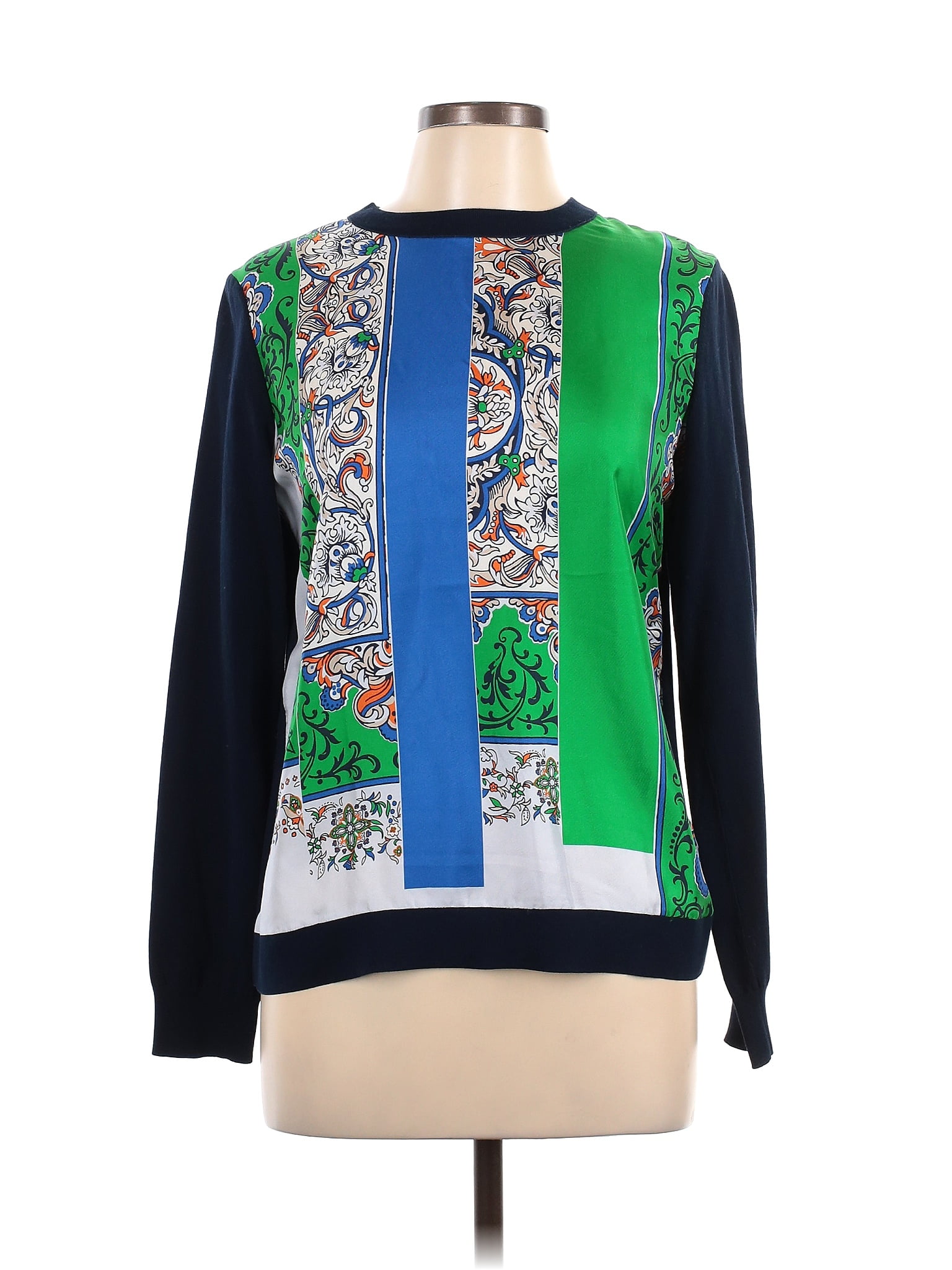 Tory Burch 100% Silk Blue Long Sleeve Silk Top Size L - 75% off | ThredUp