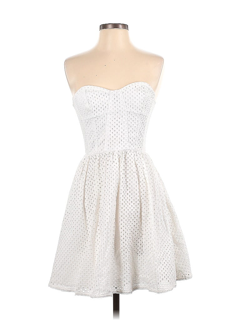 Juicy Couture 100% Cotton Grid Hearts Polka Dots White Casual Dress Size 0 - photo 1