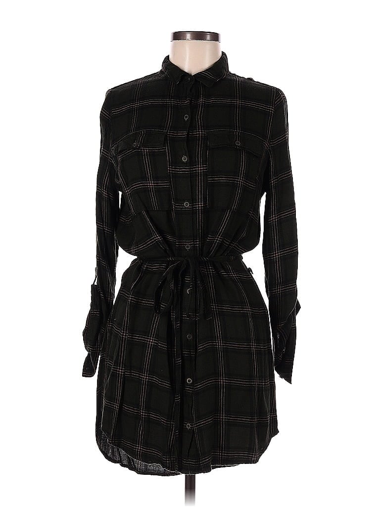 Be Cool 100% Rayon Plaid Black Casual Dress Size M - photo 1