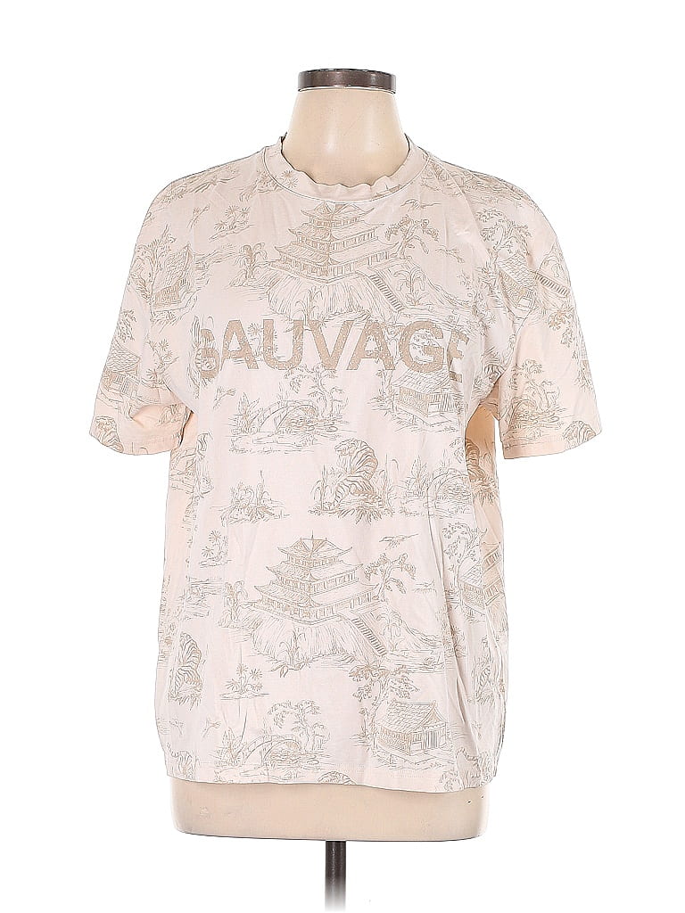 Ellandemm 100% Cotton Jacquard Batik Ivory Short Sleeve T-Shirt Size L - photo 1