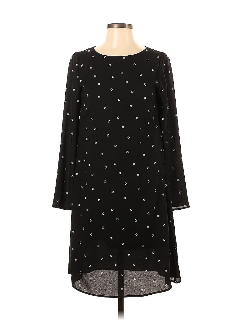 H&M 100% Polyester Stars Polka Dots Black Casual Dress Size 4 - photo 1