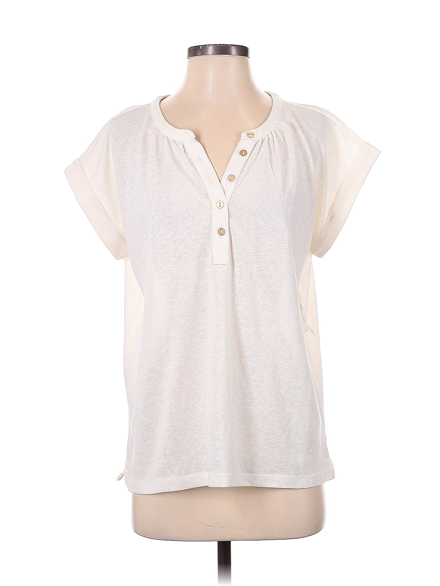 Ann Taylor LOFT Ivory Short Sleeve Henley Size S - 62% off | ThredUp