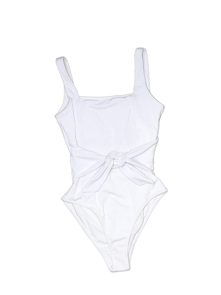 Unbranded Solid Hearts Graphic White One Piece Swimsuit Size M - photo 1