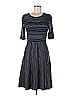 Spense Marled Tweed Fair Isle Chevron-herringbone Stripes Gray Blue Casual Dress Size M - photo 1
