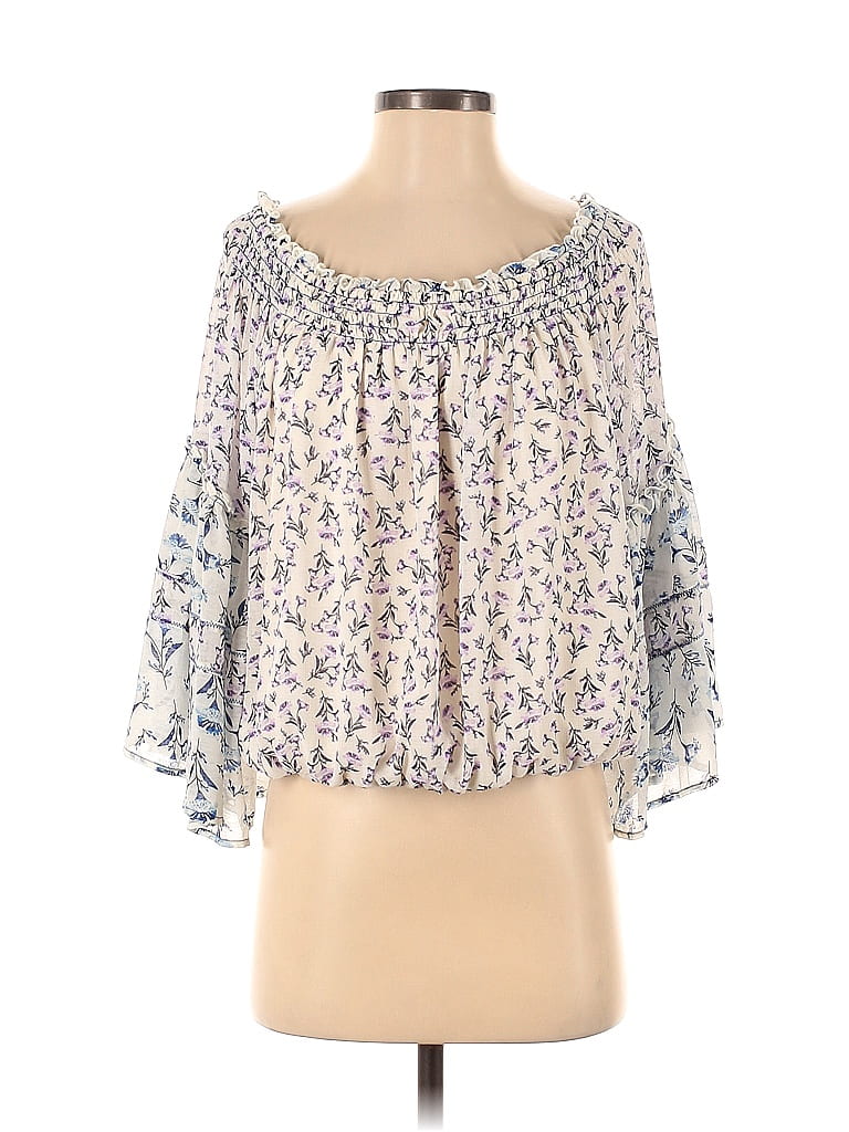 Free People Size MEDIUM Teal cotton Floral Womens Long-sleeve