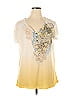One World 100% Polyester Yellow Short Sleeve Top Size 1X (Plus) - photo 1