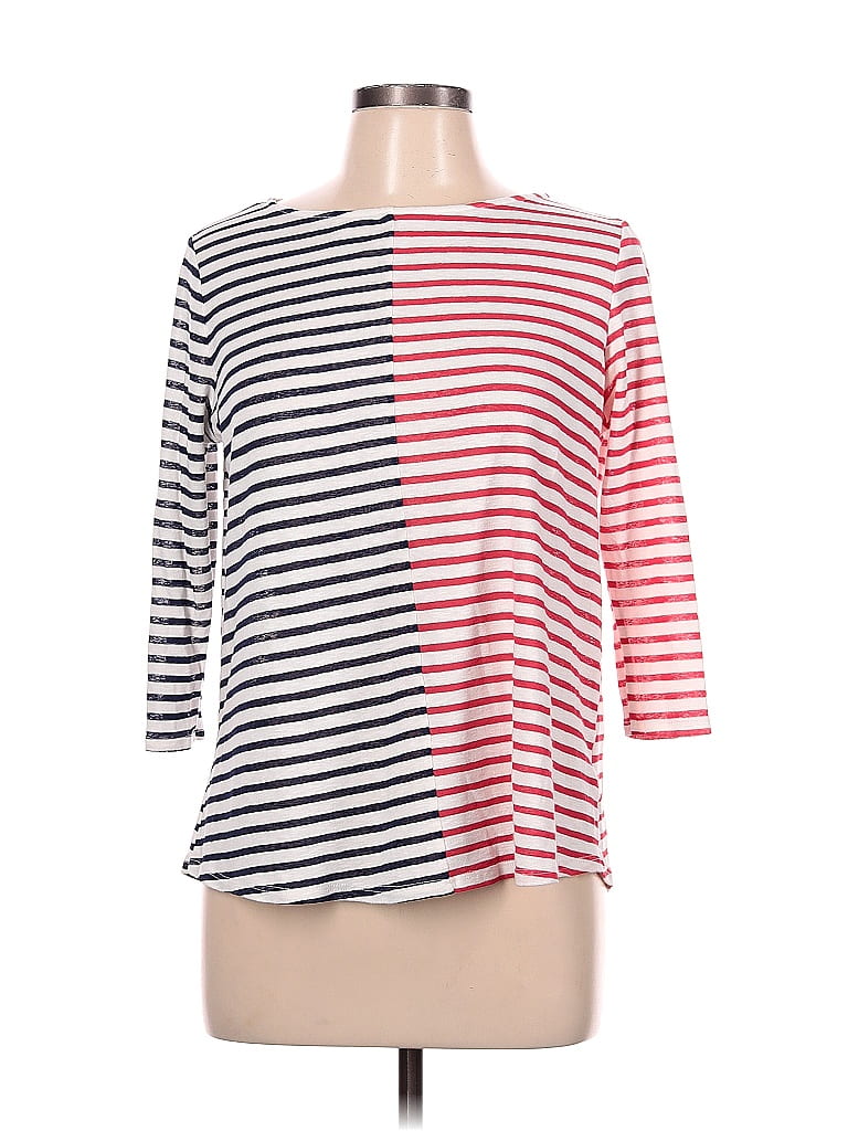 Pure & Good Stripes Red 3/4 Sleeve Top Size L - photo 1